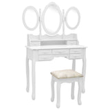 vidaXL Coiffeuse avec tabouret et miroir pliable en 3 Rose