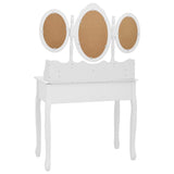 vidaXL Coiffeuse avec tabouret et miroir pliable en 3 Rose