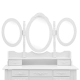 vidaXL Coiffeuse avec tabouret et miroir pliable en 3 Rose