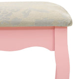 vidaXL Coiffeuse avec tabouret et miroir pliable en 3 Rose