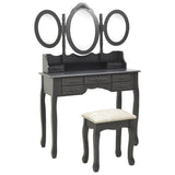 vidaXL Coiffeuse avec tabouret et miroir pliable en 3 Rose
