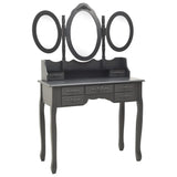 vidaXL Coiffeuse avec tabouret et miroir pliable en 3 Rose