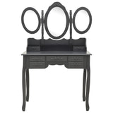 vidaXL Coiffeuse avec tabouret et miroir pliable en 3 Rose