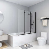 vidaXL Cabine de douche pliable 3 panneaux ESG 130x138 cm Noir