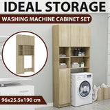 vidaXL Ensemble de meuble pour machine à laver Blanc Aggloméré