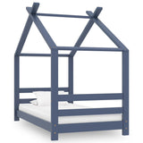 vidaXL Cadre de lit d'enfant Gris Bois de pin massif 90x200 cm