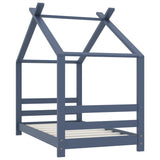 vidaXL Cadre de lit d'enfant Gris Bois de pin massif 90x200 cm