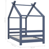 vidaXL Cadre de lit d'enfant Gris Bois de pin massif 90x200 cm