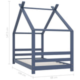 vidaXL Cadre de lit d'enfant Gris Bois de pin massif 90x200 cm