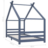 vidaXL Cadre de lit d'enfant Gris Bois de pin massif 90x200 cm