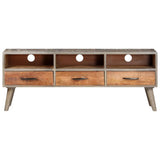 vidaXL Meuble TV Gris 130x35x51 cm Bois massif de manguier brut