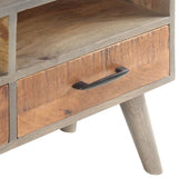 vidaXL Meuble TV Gris 130x35x51 cm Bois massif de manguier brut