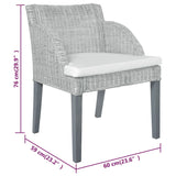 vidaXL Chaises à manger avec coussins lot de 2 rotin naturel