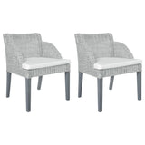 vidaXL Chaises à manger avec coussins lot de 2 rotin naturel