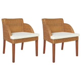 vidaXL Chaises à manger avec coussins lot de 2 rotin naturel (plusieurs options disponibles)