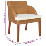 vidaXL Chaises à manger avec coussins lot de 2 rotin naturel