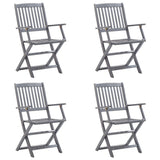 vidaXL Chaises pliables d'extérieur 4 pcs avec coussins Bois d'acacia
