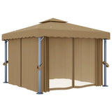 vidaXL Tonnelle avec rideau 3x3 m Taupe Aluminium