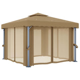vidaXL Tonnelle avec rideau 3x3 m Taupe Aluminium