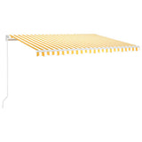 vidaXL Auvent manuel rétractable avec LED 400x300 cm Jaune et blanc
