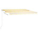 vidaXL Auvent manuel rétractable avec LED 400x300 cm Jaune et blanc