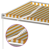 vidaXL Auvent manuel rétractable avec LED 400x300 cm Jaune et blanc