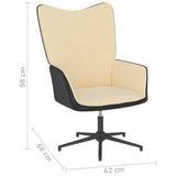 vidaXL Chaise de relaxation avec tabouret Blanc crème Velours et PVC