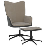 vidaXL Chaise de relaxation avec tabouret Blanc crème Velours et PVC