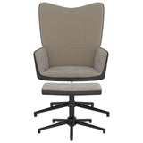 vidaXL Chaise de relaxation avec tabouret Blanc crème Velours et PVC