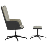 vidaXL Chaise de relaxation avec tabouret Blanc crème Velours et PVC