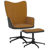 vidaXL Chaise de relaxation avec tabouret Blanc crème Velours et PVC