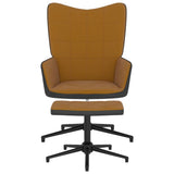 vidaXL Chaise de relaxation avec tabouret Blanc crème Velours et PVC