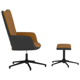 vidaXL Chaise de relaxation avec tabouret Blanc crème Velours et PVC
