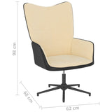 vidaXL Chaise de relaxation avec tabouret Blanc crème Velours et PVC