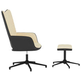 vidaXL Chaise de relaxation avec tabouret Blanc crème Velours et PVC