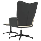 vidaXL Chaise de relaxation avec tabouret Blanc crème Velours et PVC