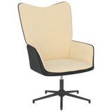 vidaXL Chaise de relaxation avec tabouret Blanc crème Velours et PVC