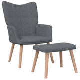 vidaXL Chaise de relaxation avec tabouret Vert Tissu