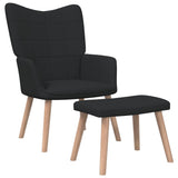vidaXL Chaise de relaxation avec tabouret Vert Tissu