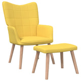 vidaXL Chaise de relaxation avec tabouret Vert Tissu