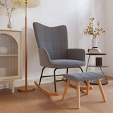 vidaXL Chaise à bascule avec tabouret Gris foncé Tissu