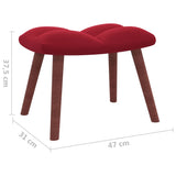 vidaXL Chaise à bascule avec repose-pied Rouge bordeaux Velours