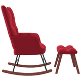 vidaXL Chaise à bascule avec repose-pied Rouge bordeaux Velours