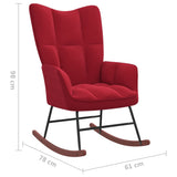 vidaXL Chaise à bascule avec repose-pied Rouge bordeaux Velours