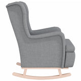 vidaXL Fauteuil et pieds à bascule en bois d'hévéa solide crème Tissu