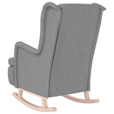 vidaXL Fauteuil et pieds à bascule en bois d'hévéa solide crème Tissu