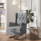 vidaXL Fauteuil et pieds à bascule en bois d'hévéa solide crème Tissu