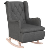 vidaXL Fauteuil et pieds à bascule en bois d'hévéa solide crème Tissu