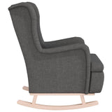 vidaXL Fauteuil et pieds à bascule en bois d'hévéa solide crème Tissu