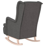 vidaXL Fauteuil et pieds à bascule en bois d'hévéa solide crème Tissu